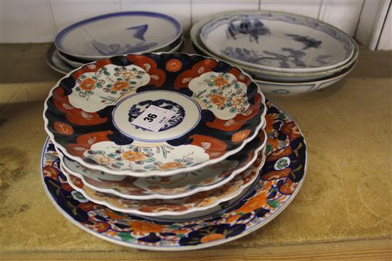 Imari plates, a collection of Japanese plates & a Diana plate from 1822 wreck(-)